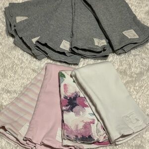 Set of Baby Burp Cloths in Gray, Pink, and White